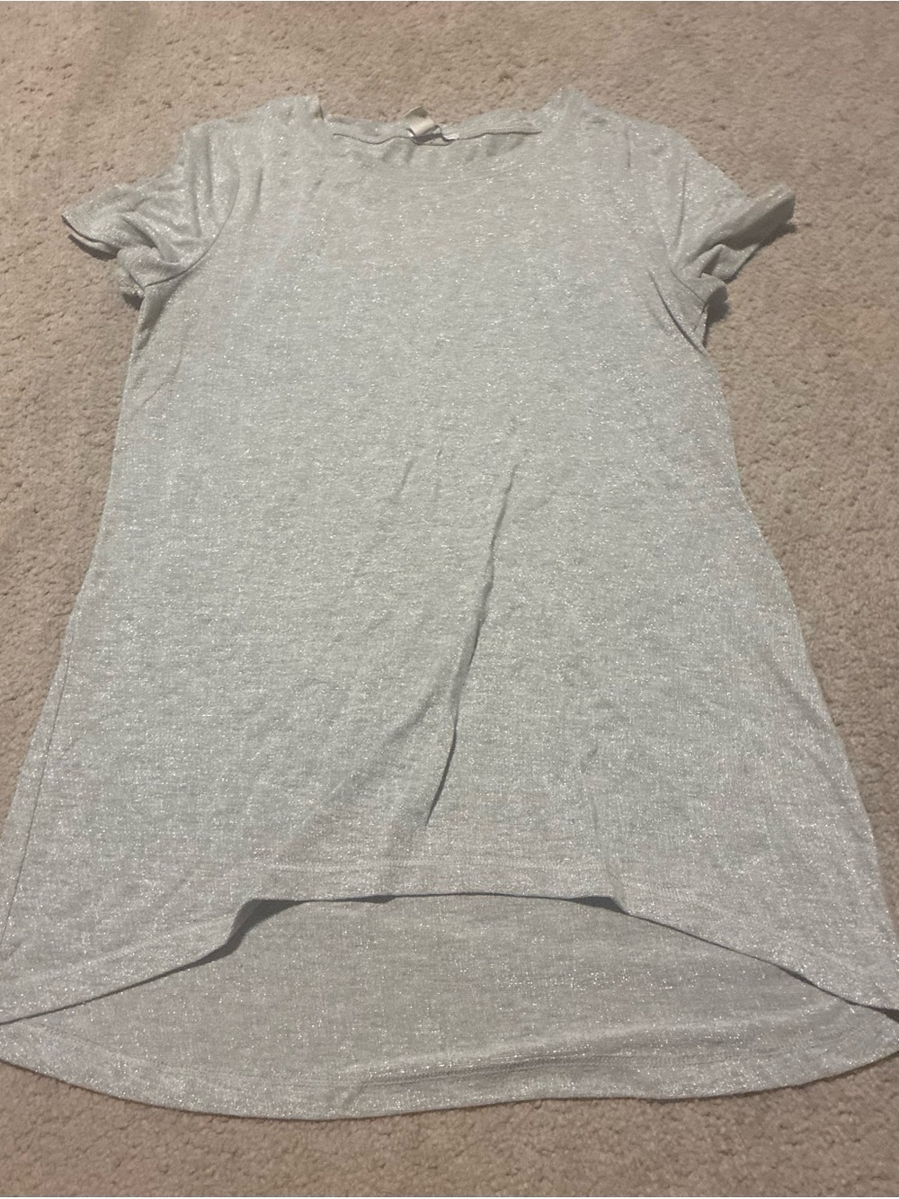 SHEIN Silver Sparkle Short Sleeve Tunic Top